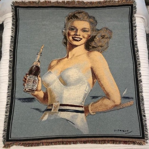 American Pop Other - Vintage & NEW - Pepsi “Pinup Girl” Throw Blanket Afghan - Dated 2000 - Last One